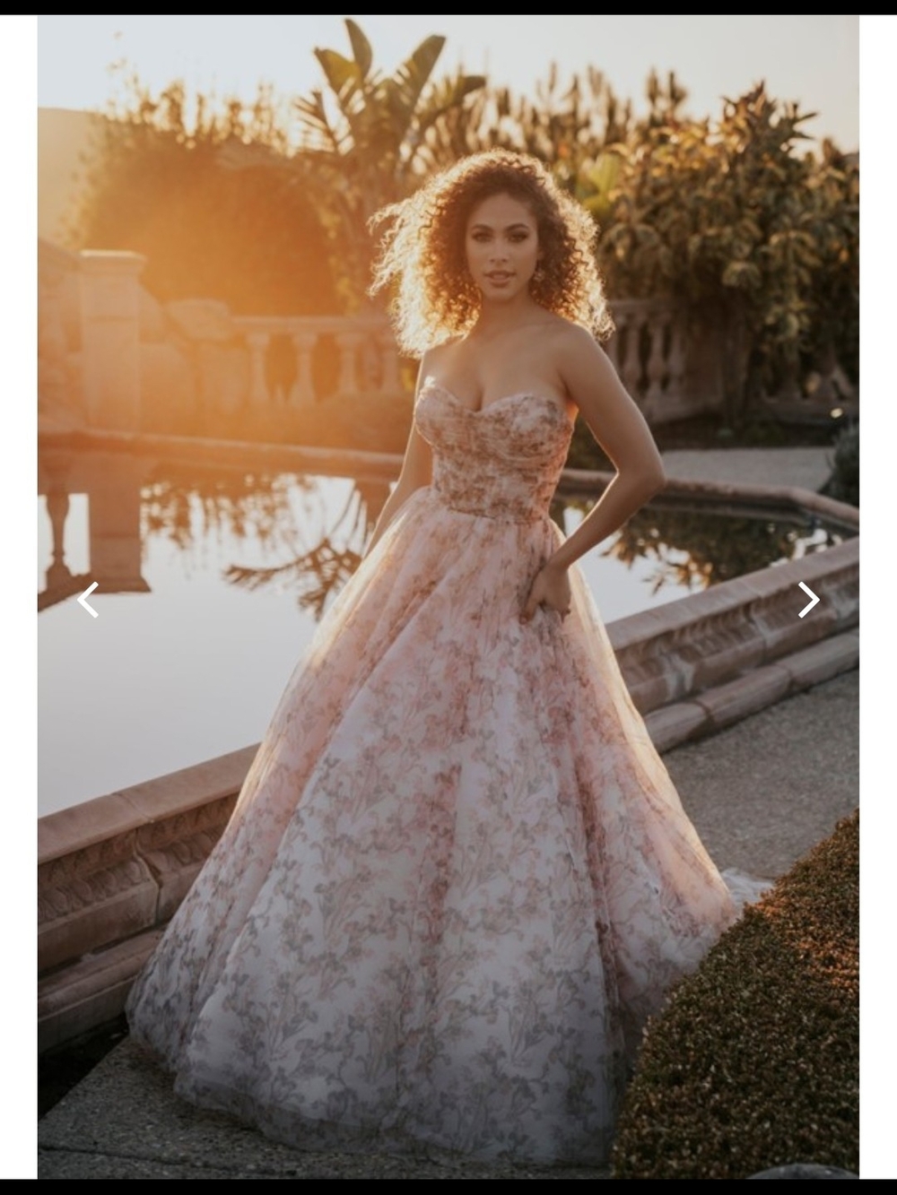 Allure Bridals Blush and Ivory Strapless Floral Ball Gown Wedding Dress